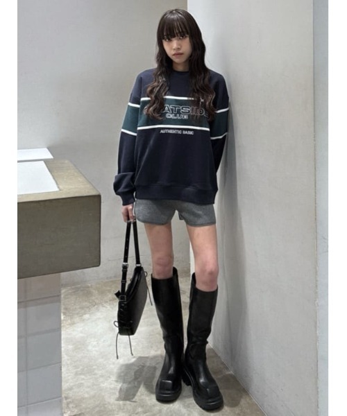 SLY(スライ)の「BLOCKING LINE LOGO SW TOPS ブロッキングライン ロゴ スウェット トップス 冬服 春服 トレーナー(スウェット・レディース・ネイビー/グリーン/杢グレー・FREE)」の12枚目の写真