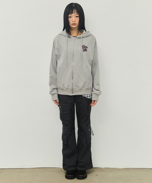 GRAVER（グレーバー）の「[ユニセックス]GRAE-S スモールストライプフードジップアップ_グレー（パーカー・レディース・チャコールグレー・MEDIUM/LARGE）」の3枚目の写真