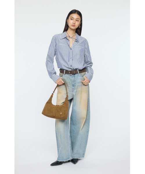 MOUSSY（マウジー）の「【26年SS新作】BOW DETAIL STRIPE シャツ（シャツ/ブラウス・レディース・ライトイエロー/ブルー・FREE）」の16枚目の写真