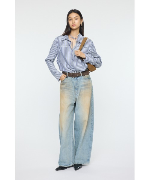 MOUSSY（マウジー）の「【26年SS新作】BOW DETAIL STRIPE シャツ（シャツ/ブラウス・レディース・ライトイエロー/ブルー・FREE）」の17枚目の写真