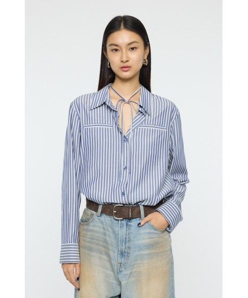 MOUSSY（マウジー）の「【26年SS新作】BOW DETAIL STRIPE シャツ（シャツ/ブラウス・レディース・ライトイエロー/ブルー・FREE）」の18枚目の写真