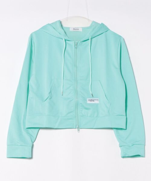 VIBGYOR Women（ヴィブジョー　ウィメン）の「【Mayree】クロップドジップパーカー　ショート丈　長袖（パーカー・レディース・グリーン・FREE）」の4枚目の写真