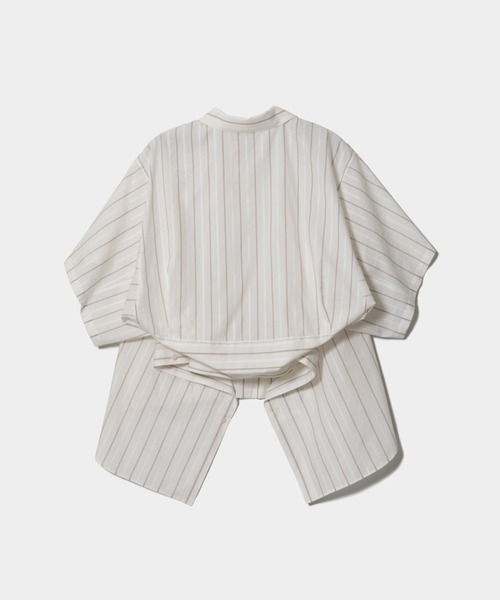 beautiful people（ビューティフルピープル）の「double-end cotton silk JQ stripe shirt（シャツ/ブラウス・レディース・オフホワイト・36/38）」の5枚目の写真