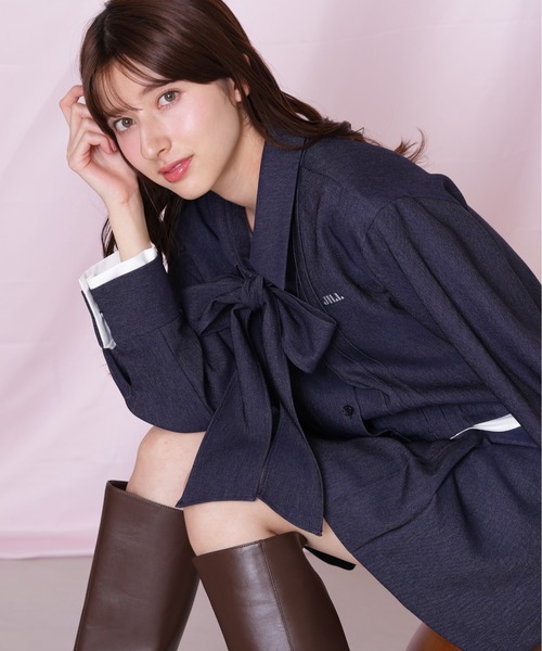 JILL by JILL STUART（ジルバイジルスチュアート）の「ヘムレイヤードクロップドシャツ（シャツ/ブラウス・レディース・ブルー系その他/ネイビー/ピンク・FREE）」の6枚目の写真