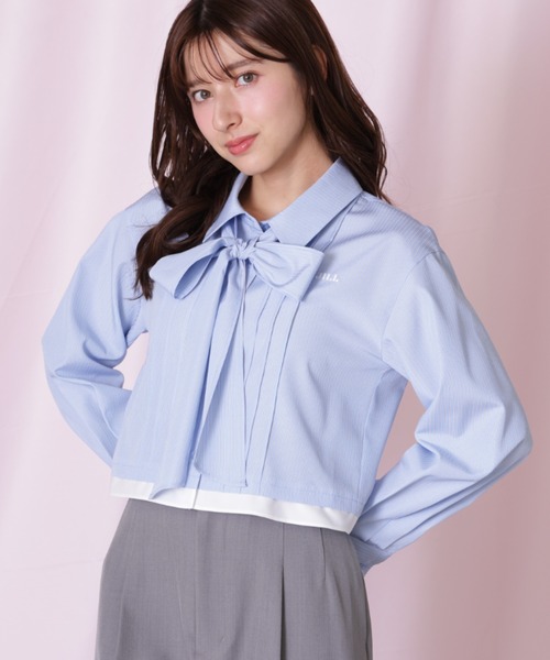 JILL by JILL STUART(ジルバイジルスチュアート)の「ヘムレイヤードクロップドシャツ(シャツ/ブラウス・レディース・ブルー系その他/ネイビー/ピンク・FREE)」の22枚目の写真
