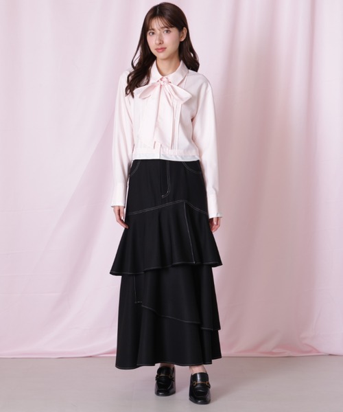 JILL by JILL STUART（ジルバイジルスチュアート）の「ヘムレイヤードクロップドシャツ（シャツ/ブラウス・レディース・ブルー系その他/ネイビー/ピンク・FREE）」の21枚目の写真