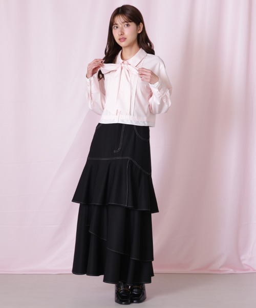 JILL by JILL STUART（ジルバイジルスチュアート）の「ヘムレイヤードクロップドシャツ（シャツ/ブラウス・レディース・ブルー系その他/ネイビー/ピンク・FREE）」の22枚目の写真