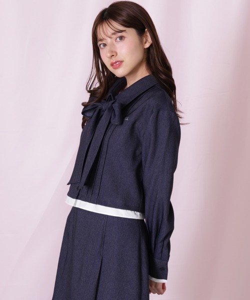 JILL by JILL STUART（ジルバイジルスチュアート）の「ヘムレイヤードクロップドシャツ（シャツ/ブラウス・レディース・ブルー系その他/ネイビー/ピンク・FREE）」の11枚目の写真