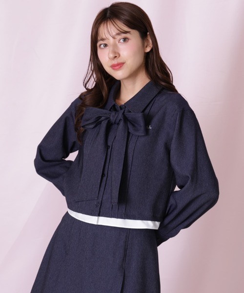 JILL by JILL STUART（ジルバイジルスチュアート）の「ヘムレイヤードクロップドシャツ（シャツ/ブラウス・レディース・ブルー系その他/ネイビー/ピンク・FREE）」の10枚目の写真