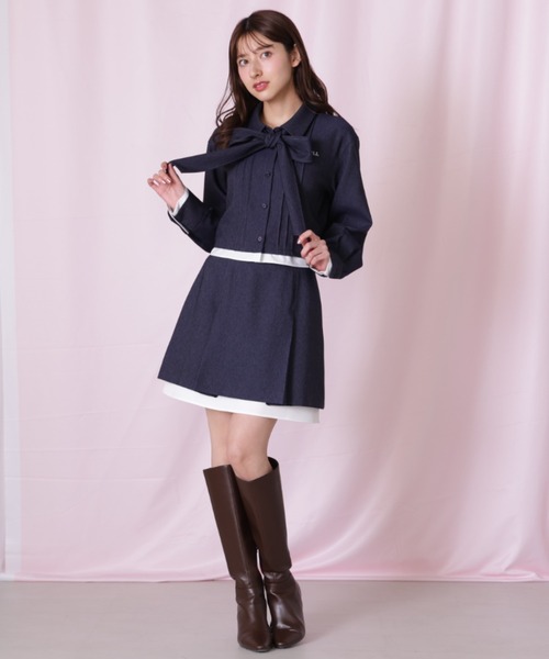 JILL by JILL STUART（ジルバイジルスチュアート）の「ヘムレイヤードクロップドシャツ（シャツ/ブラウス・レディース・ブルー系その他/ネイビー/ピンク・FREE）」の12枚目の写真