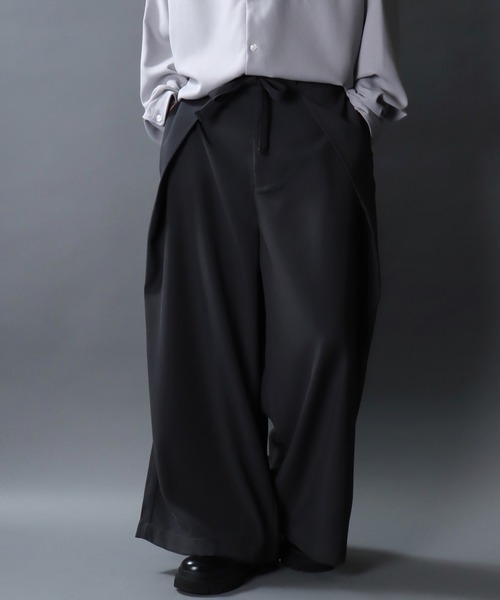 SITRY（シトリー）の「Gabardine Drape Wide Skirt Pants/ギャバジン ドレープ スカートパンツ ワイドパンツ スラックス 袴パンツ レディース メンズ（スラックス・メンズ・チャコール/アイボリー/ブラック・L/M）」の20枚目の写真