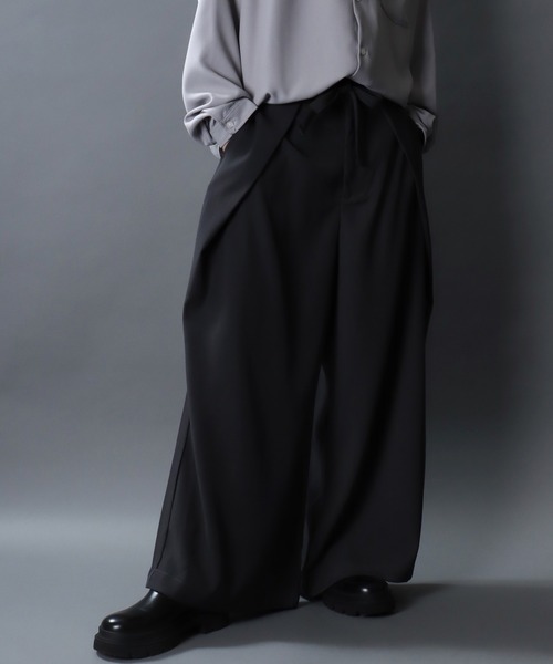SITRY（シトリー）の「Gabardine Drape Wide Skirt Pants/ギャバジン ドレープ スカートパンツ ワイドパンツ スラックス 袴パンツ レディース メンズ（スラックス・メンズ・チャコール/アイボリー/ブラック・L/M）」の19枚目の写真