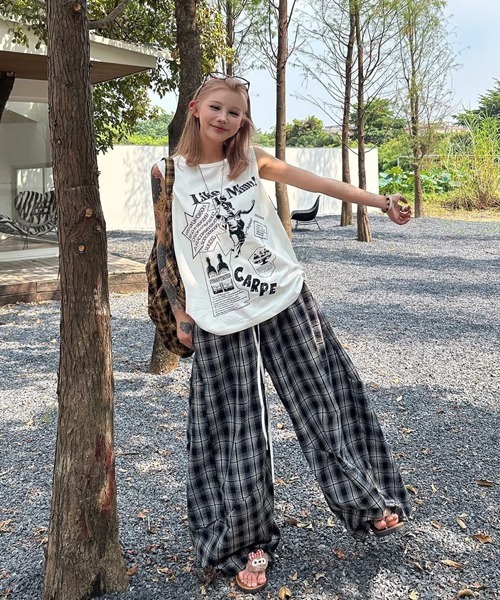 Ressaca(レサーカ)の「ワイドシルエットダブルウエストチェック柄パンツ(その他パンツ・レディース・ブラック・M/L)」の8枚目の写真