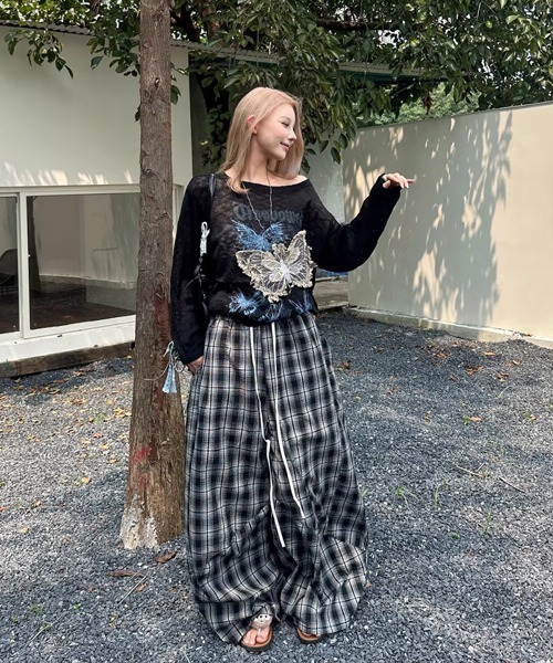 Ressaca(レサーカ)の「ワイドシルエットダブルウエストチェック柄パンツ(その他パンツ・レディース・ブラック・M/L)」の7枚目の写真