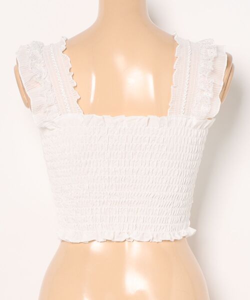 Lace Ladies(レースレディース)の「フリル ショルダー レース カップ付き タンクトップ(タンクトップ・レディース・ベージュ/ピンク/ホワイト/ブラック・FREE)」の6枚目の写真