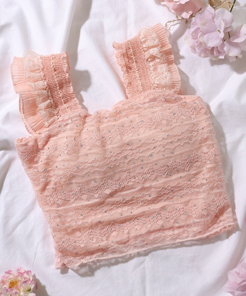 Lace Ladies(レースレディース)の「フリル ショルダー レース カップ付き タンクトップ(タンクトップ・レディース・ベージュ/ピンク/ホワイト/ブラック・FREE)」の17枚目の写真