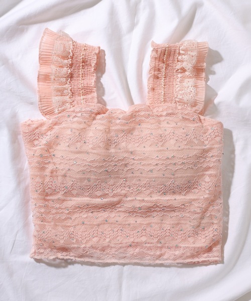 Lace Ladies(レースレディース)の「フリル ショルダー レース カップ付き タンクトップ(タンクトップ・レディース・ベージュ/ピンク/ホワイト/ブラック・FREE)」の18枚目の写真