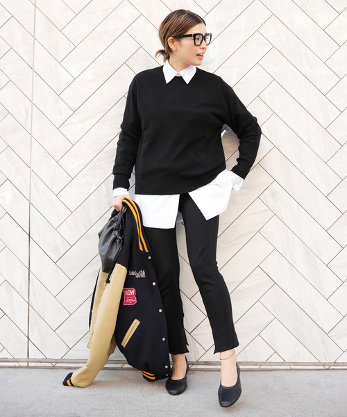 Deuxieme Classe（ドゥーズィエムクラス）の「*Washable Wool クルーネック プルオーバー（ニット/セーター・レディース・ブラック/ホワイト/ダークブルー・FREE）」の4枚目の写真