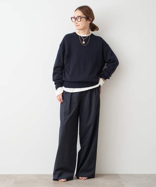 Deuxieme Classe（ドゥーズィエムクラス）の「*Washable Wool クルーネック プルオーバー（ニット/セーター・レディース・ブラック/ホワイト/ダークブルー・FREE）」の6枚目の写真