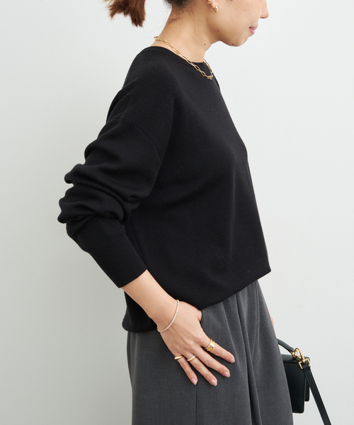 Deuxieme Classe（ドゥーズィエムクラス）の「*Washable Wool クルーネック プルオーバー（ニット/セーター・レディース・ブラック/ホワイト/ダークブルー・FREE）」の11枚目の写真