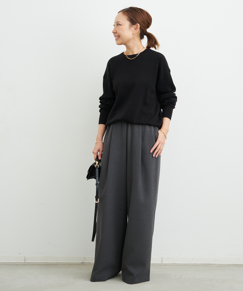 Deuxieme Classe（ドゥーズィエムクラス）の「*Washable Wool クルーネック プルオーバー（ニット/セーター・レディース・ブラック/ホワイト/ダークブルー・FREE）」の13枚目の写真