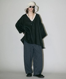 my beautiful landlet（マイビューティフルランドレット）の「【my beautiful landlet】STRIPED CURL YARN TUCK TAPERED PANTS（その他パンツ）」