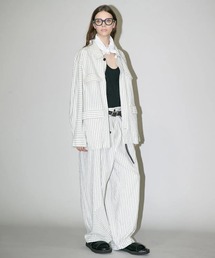 my beautiful landlet（マイビューティフルランドレット）の「【my beautiful landlet】STRIPED CURL YARN TUCK TAPERED PANTS（その他パンツ）」