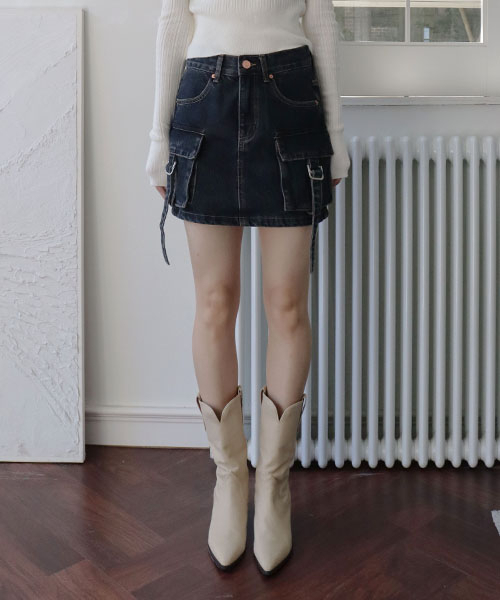 HAINT(ヘイント)の「BREEZE CARGO MINI DENIM SKIRT(スカート・レディース・ブラック・S)」の1枚目の写真