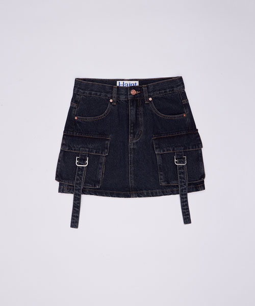 HAINT(ヘイント)の「BREEZE CARGO MINI DENIM SKIRT(スカート・レディース・ブラック・S)」の2枚目の写真