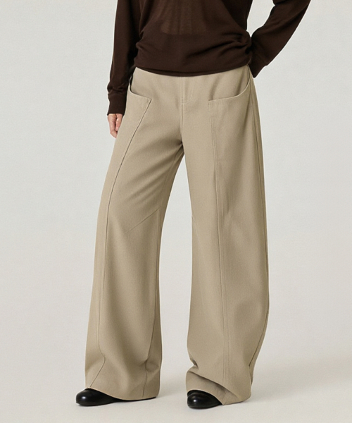 BUTTON SEOUL（ボタンソウル）の「[ウィメンズ] ストレートポケットステッチワイドカーブコットンパンツ (2 COLORS)（デニムパンツ・レディース・ホワイト/ブラウン・MEDIUM/LARGE/SMALL）」の7枚目の写真