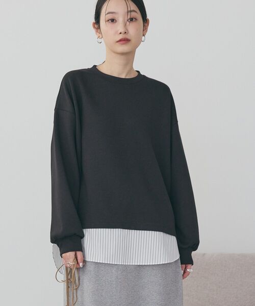 AMERICAN HOLIC（アメリカンホリック）の「シャツテールドッキングプルオーバー（スウェット・レディース・オフホワイト/グレー系その他/ブラック・M/L）」の10枚目の写真