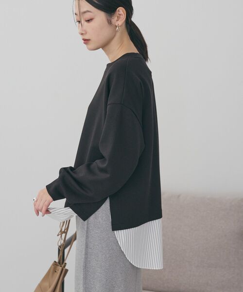 AMERICAN HOLIC（アメリカンホリック）の「シャツテールドッキングプルオーバー（スウェット・レディース・オフホワイト/グレー系その他/ブラック・M/L）」の11枚目の写真