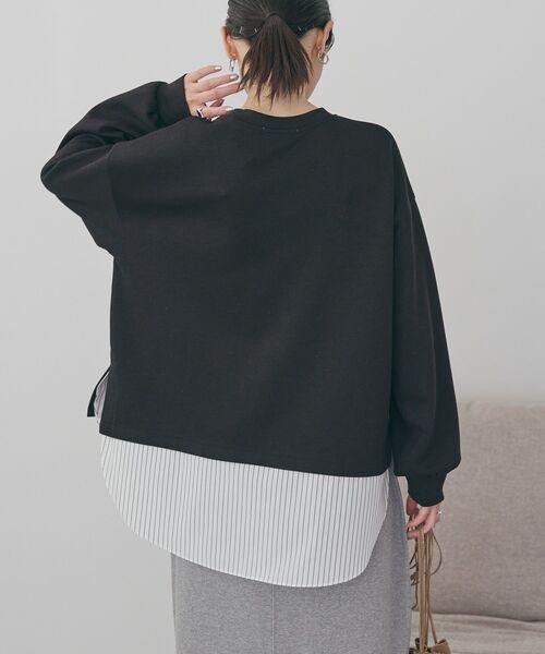 AMERICAN HOLIC（アメリカンホリック）の「シャツテールドッキングプルオーバー（スウェット・レディース・オフホワイト/グレー系その他/ブラック・M/L）」の12枚目の写真