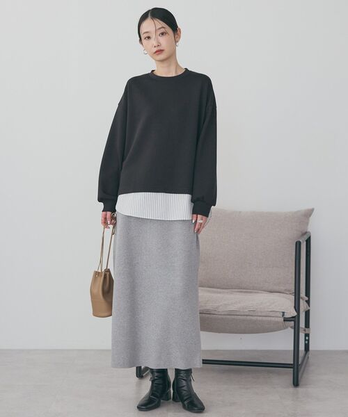 AMERICAN HOLIC（アメリカンホリック）の「シャツテールドッキングプルオーバー（スウェット・レディース・オフホワイト/グレー系その他/ブラック・M/L）」の13枚目の写真