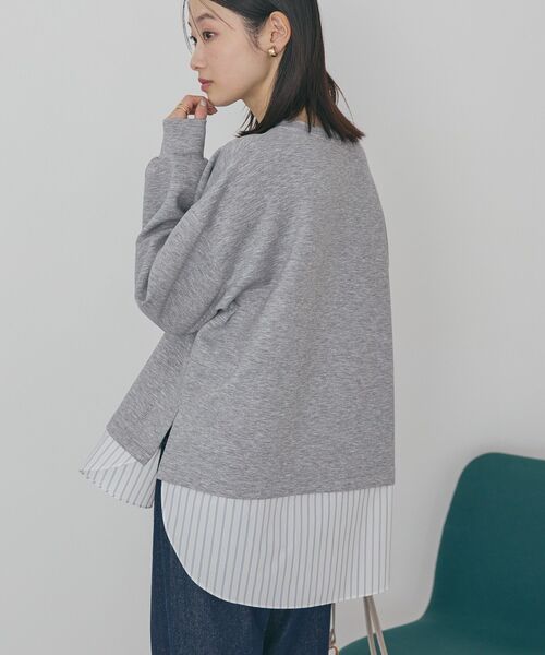 AMERICAN HOLIC（アメリカンホリック）の「シャツテールドッキングプルオーバー（スウェット・レディース・オフホワイト/グレー系その他/ブラック・M/L）」の4枚目の写真