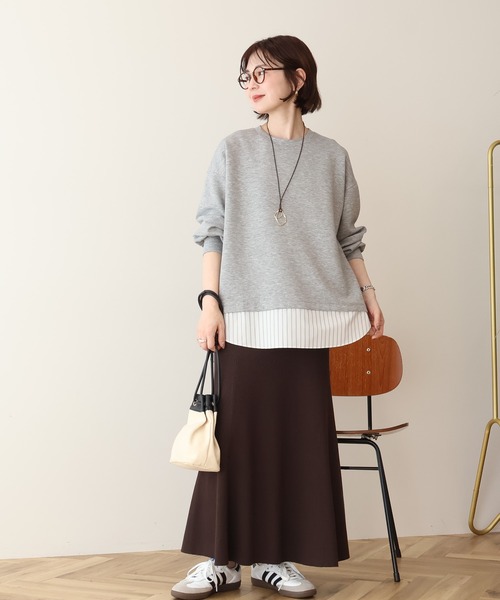 AMERICAN HOLIC（アメリカンホリック）の「シャツテールドッキングプルオーバー（スウェット・レディース・オフホワイト/グレー系その他/ブラック・M/L）」の5枚目の写真