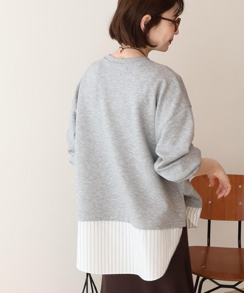 AMERICAN HOLIC（アメリカンホリック）の「シャツテールドッキングプルオーバー（スウェット・レディース・オフホワイト/グレー系その他/ブラック・M/L）」の8枚目の写真