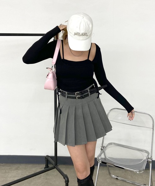 non-hedge(ノンヘッジ)の「キャミソール付サイドドロストトップス(Tシャツ/カットソー・レディース・オフホワイト/チャコールグレー/ベージュ/ブラック/ピンク・FREE)」の7枚目の写真