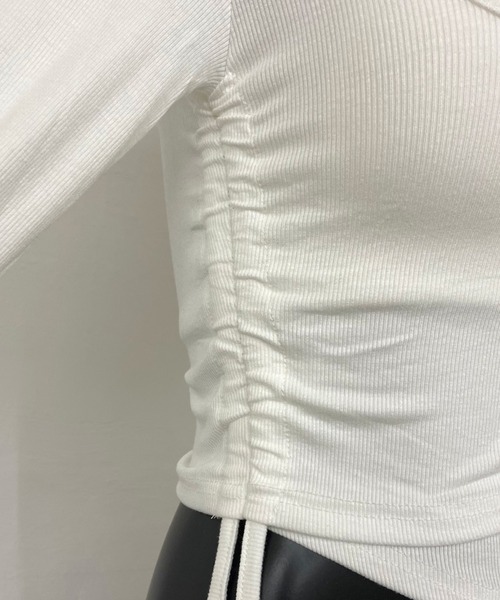 non-hedge(ノンヘッジ)の「キャミソール付サイドドロストトップス(Tシャツ/カットソー・レディース・オフホワイト/チャコールグレー/ベージュ/ブラック/ピンク・FREE)」の21枚目の写真