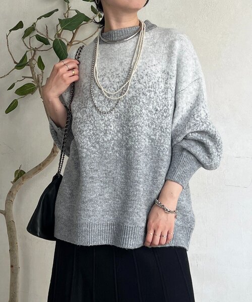 un dix cors（アンディコール）の「ラメグラデーションチュニックプルオーバー（ニット/セーター・レディース・グレー/チャコールグレー/ベージュ・FREE）」の13枚目の写真