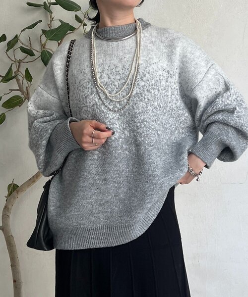 un dix cors（アンディコール）の「ラメグラデーションチュニックプルオーバー（ニット/セーター・レディース・グレー/チャコールグレー/ベージュ・FREE）」の14枚目の写真
