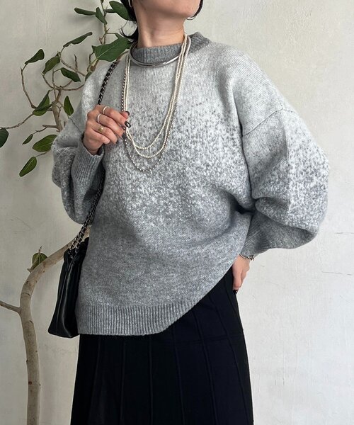 un dix cors（アンディコール）の「ラメグラデーションチュニックプルオーバー（ニット/セーター・レディース・グレー/チャコールグレー/ベージュ・FREE）」の17枚目の写真