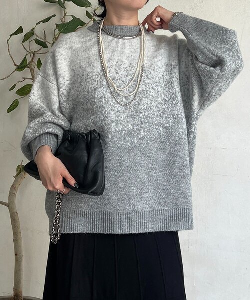 un dix cors（アンディコール）の「ラメグラデーションチュニックプルオーバー（ニット/セーター・レディース・グレー/チャコールグレー/ベージュ・FREE）」の18枚目の写真