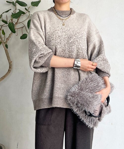 un dix cors（アンディコール）の「ラメグラデーションチュニックプルオーバー（ニット/セーター・レディース・グレー/チャコールグレー/ベージュ・FREE）」の21枚目の写真