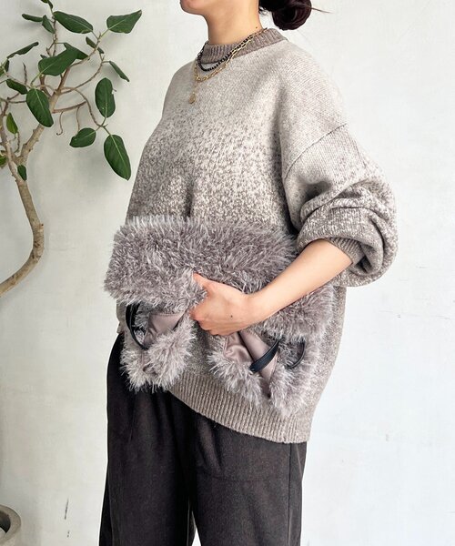 un dix cors（アンディコール）の「ラメグラデーションチュニックプルオーバー（ニット/セーター・レディース・グレー/チャコールグレー/ベージュ・FREE）」の22枚目の写真
