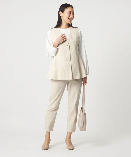 A DAY IN THE LIFE UNITED ARROWS(アデイインザライフユナイテッドアローズ)の「ダブルニット テーパードパンツ ‐セットアップ対応・ウォッシャブル‐<A DAY IN THE LIFE>(スラックス・レディース・ブラック/ネイビー/オフホワイト・38/40/36)」の9枚目の写真