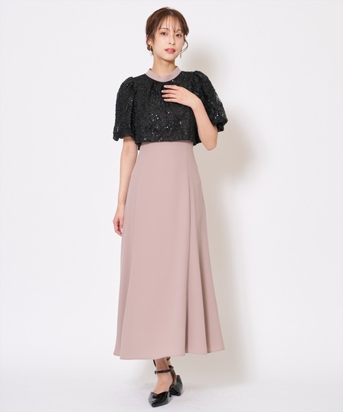 AND COUTURE(アンドクチュール)の「サテントリミングブラウス×ドレス(ドレス・レディース・ブルー/ブラック/ベージュ・FREE)」の2枚目の写真