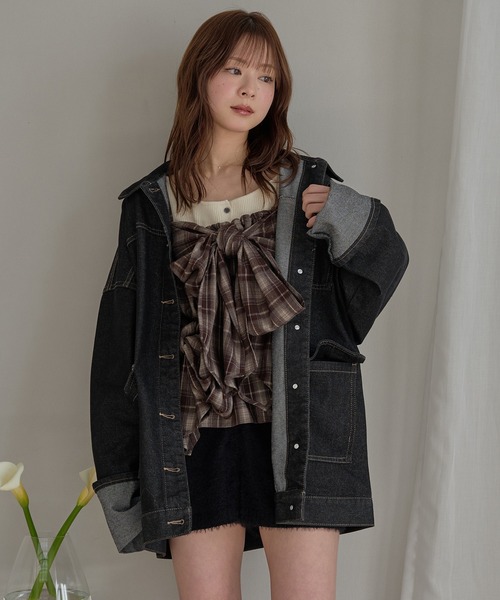 mideal(マイディール)の「denim over jacket / デニムオーバージャケット(デニムジャケット・レディース・インディゴブルー/グレー/ブラック・FREE)」の9枚目の写真