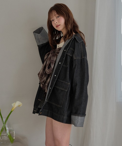 mideal(マイディール)の「denim over jacket / デニムオーバージャケット(デニムジャケット・レディース・インディゴブルー/グレー/ブラック・FREE)」の12枚目の写真