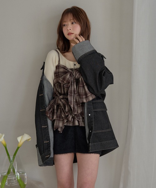 mideal(マイディール)の「denim over jacket / デニムオーバージャケット(デニムジャケット・レディース・インディゴブルー/グレー/ブラック・FREE)」の15枚目の写真